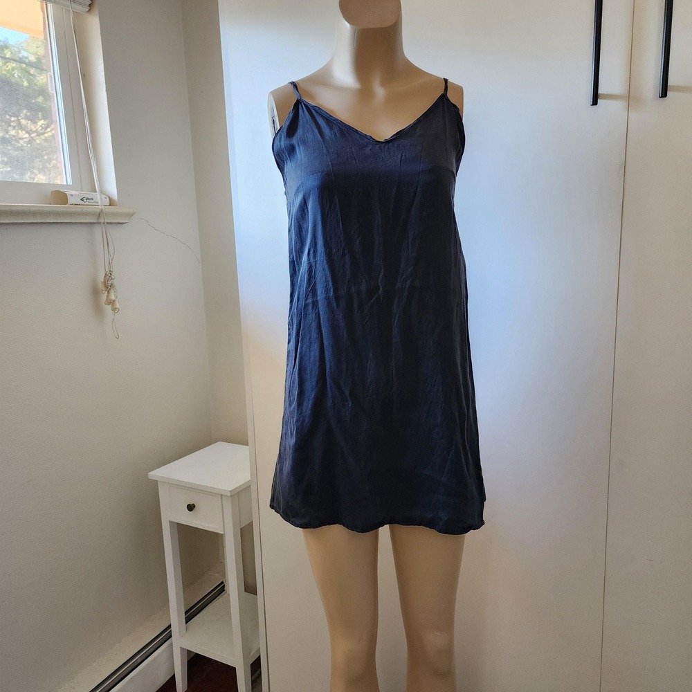 Black silk dress 1990s faded black spaghetti strap a-line silk dress